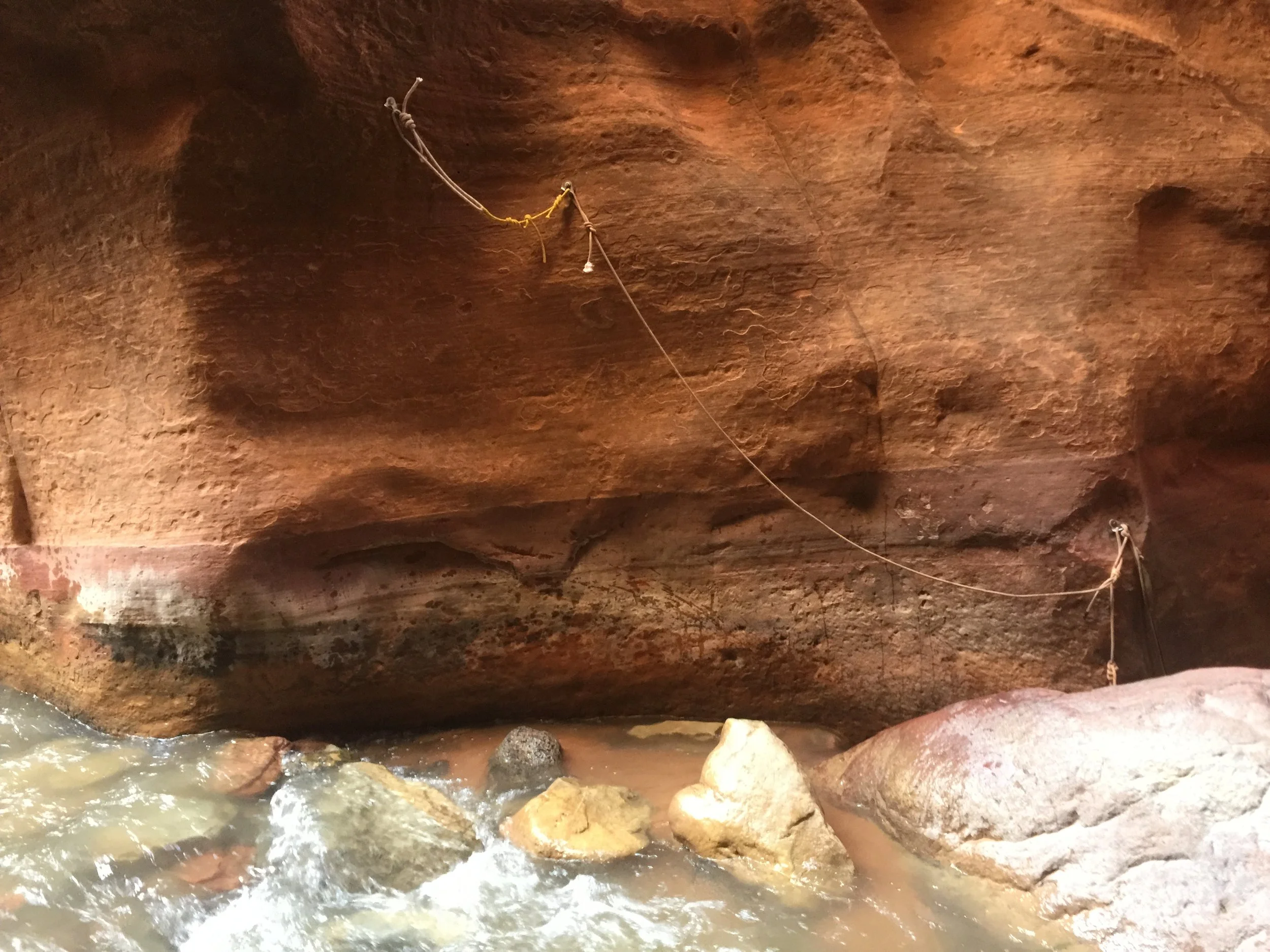 Ropes to help you up the first waterfall. 