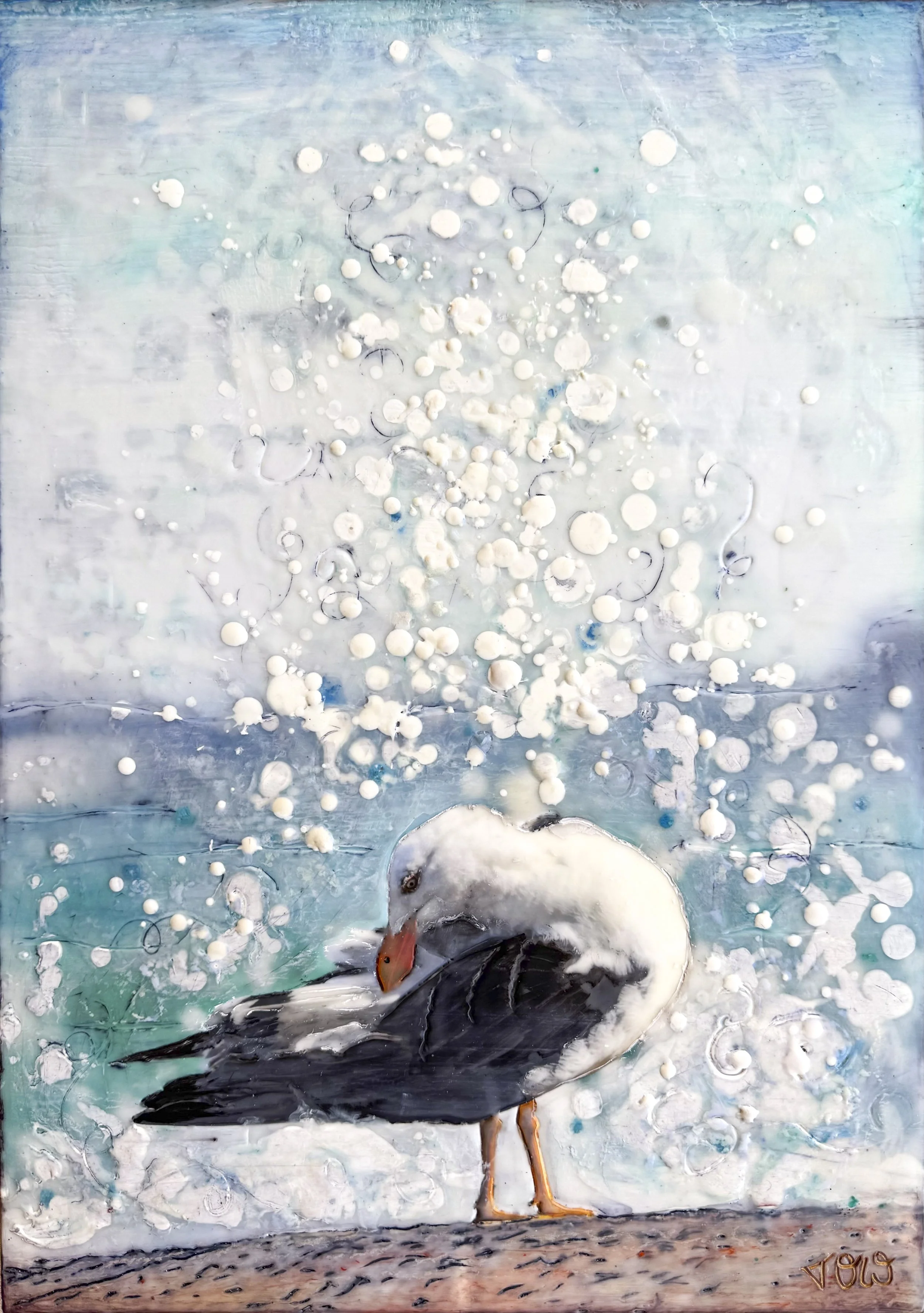 Point Break original encaustic painting of an Australian sea bird by Tanya Ogilvie-White