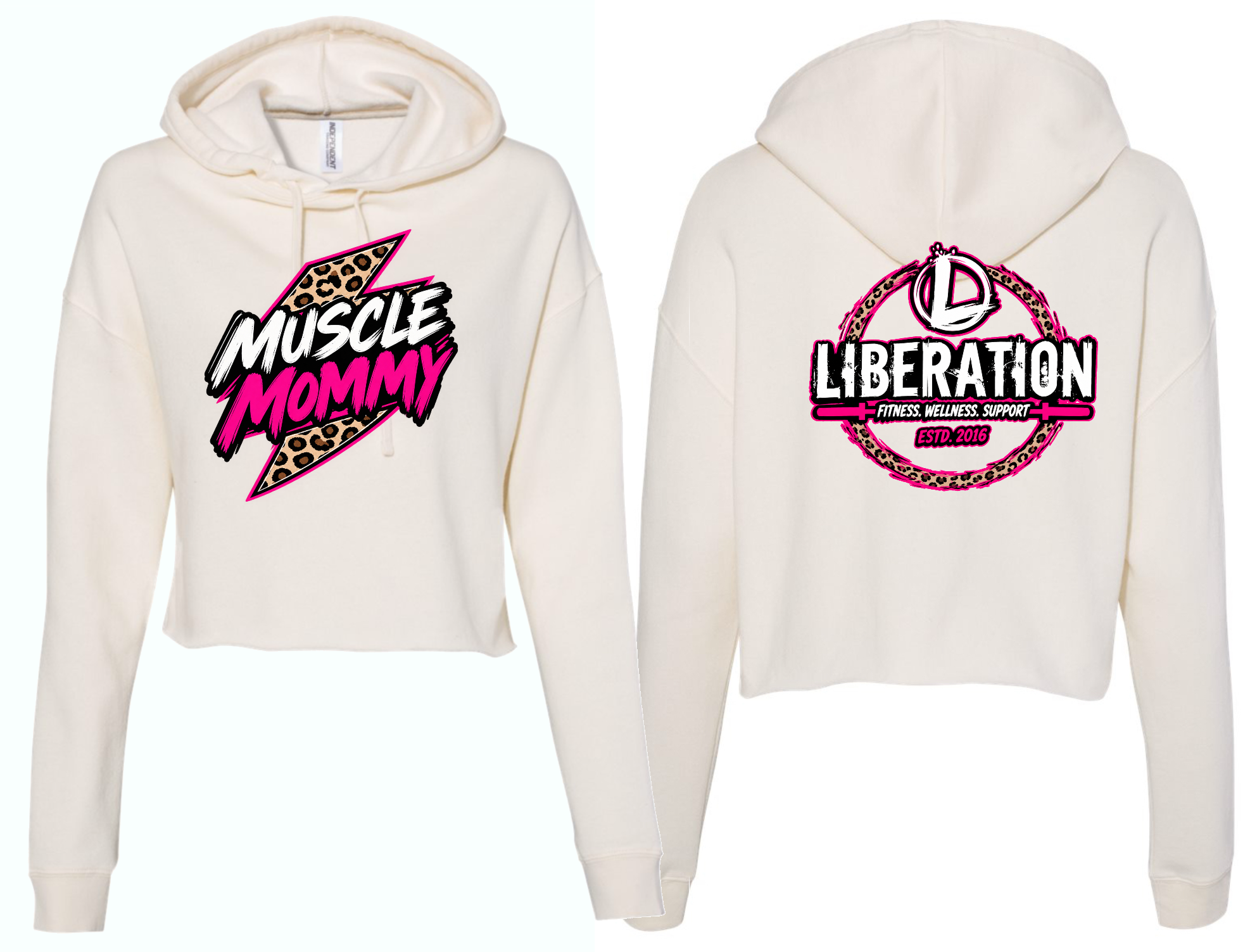 Muscle Mommy Leopard Crop Hoodie