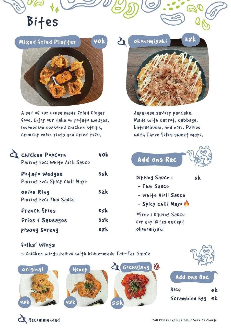 Menu Three Folks Lebak Bulus — three folks