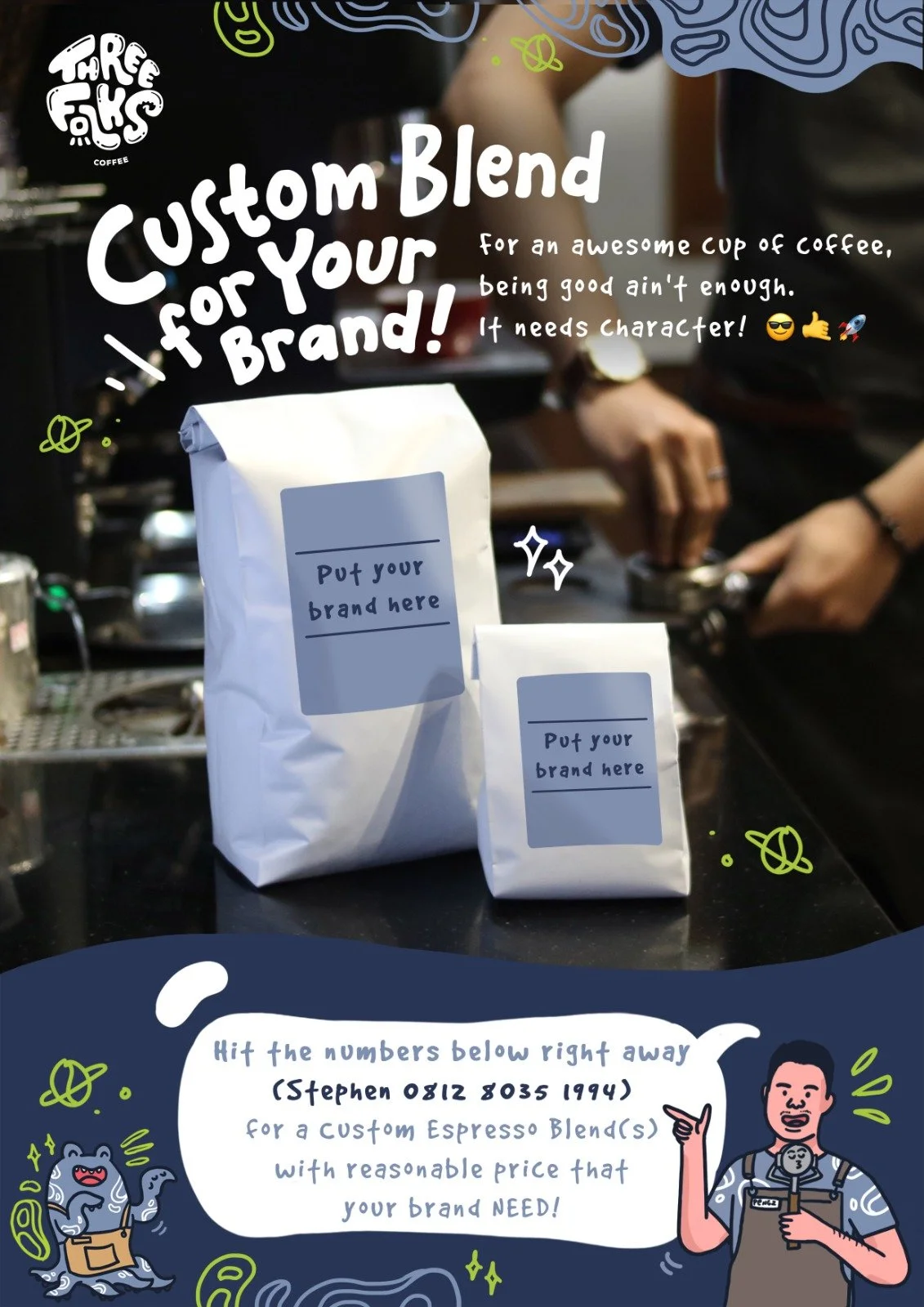 7. Three Folks Private Label Roasting Custom Blend