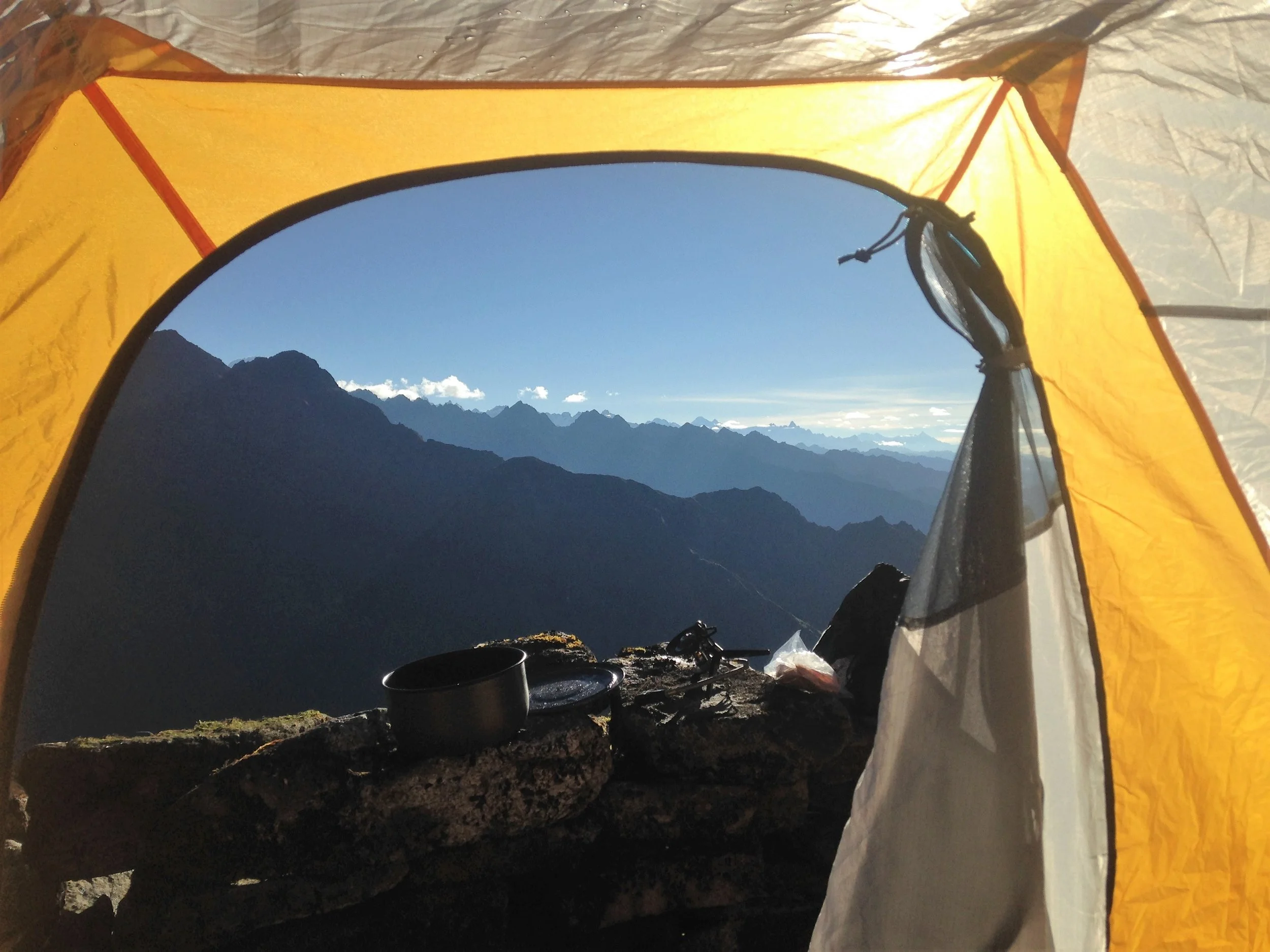 Helambu- Mountain view from tent