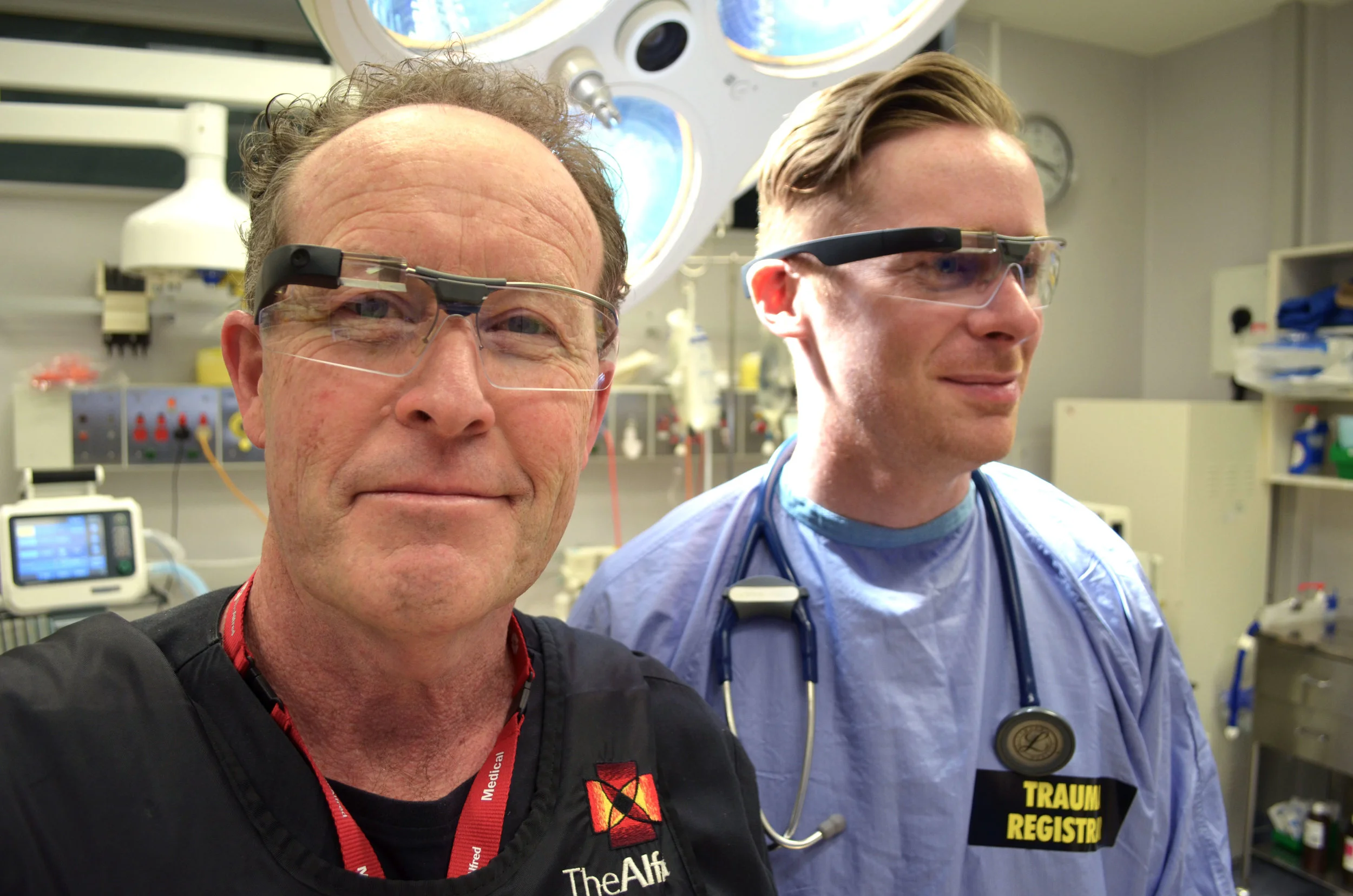 Professor Mark Fitzgerald &amp; Dr Peter Finnegan trial the glasses