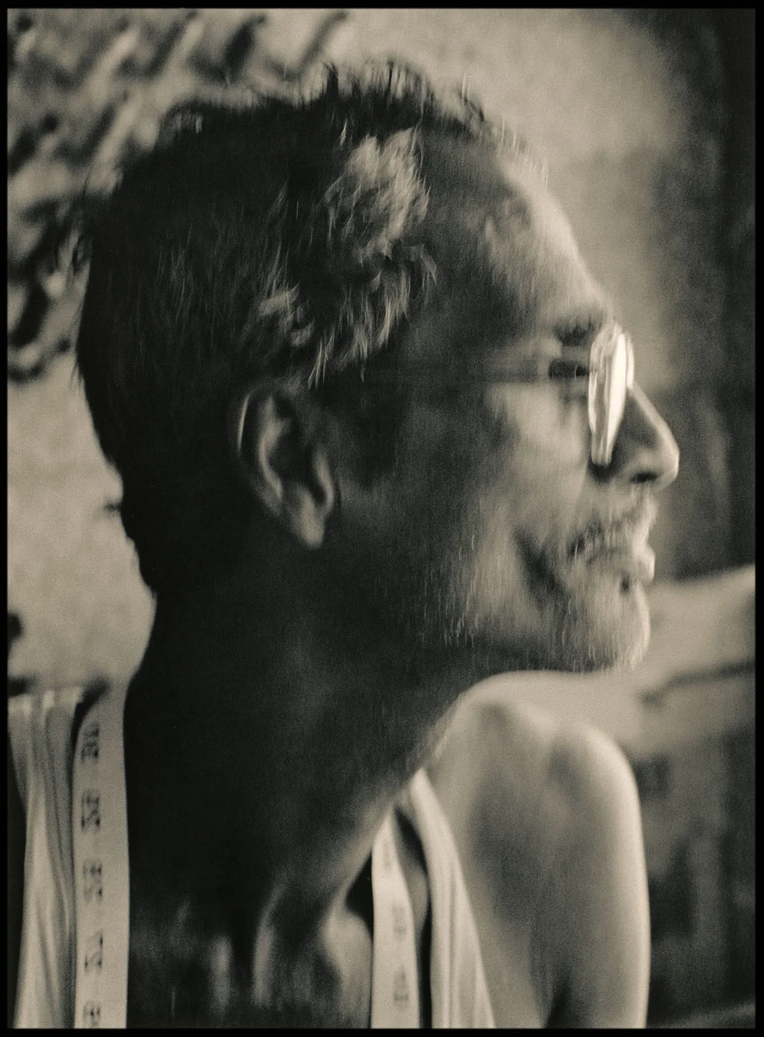 Indian tailor black and white portrait