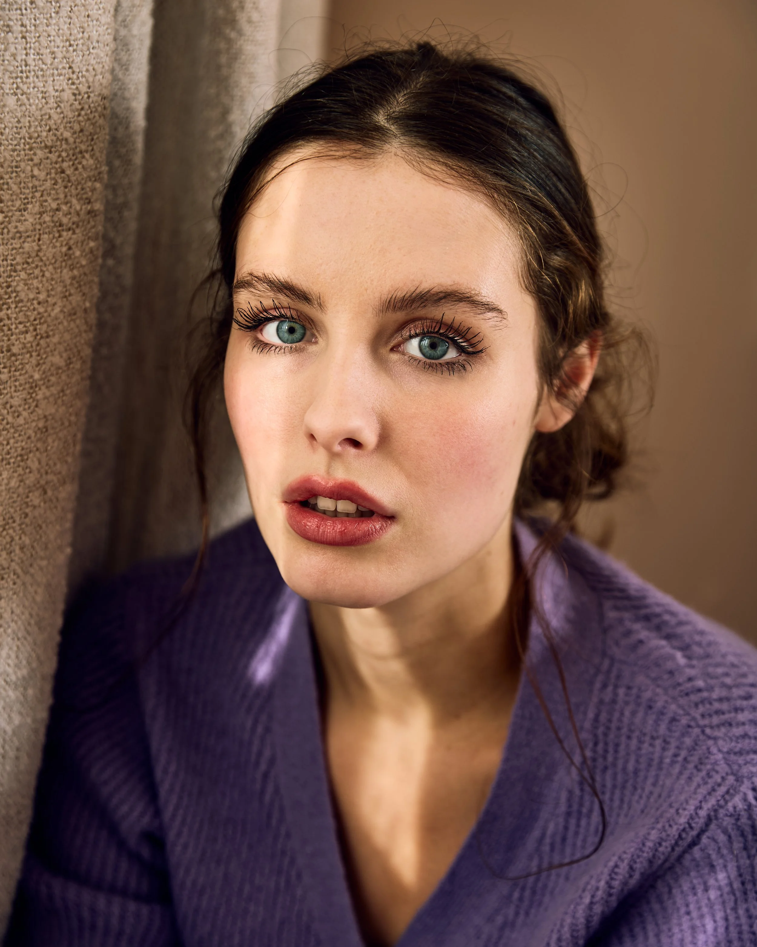 Bella in a stripe of light