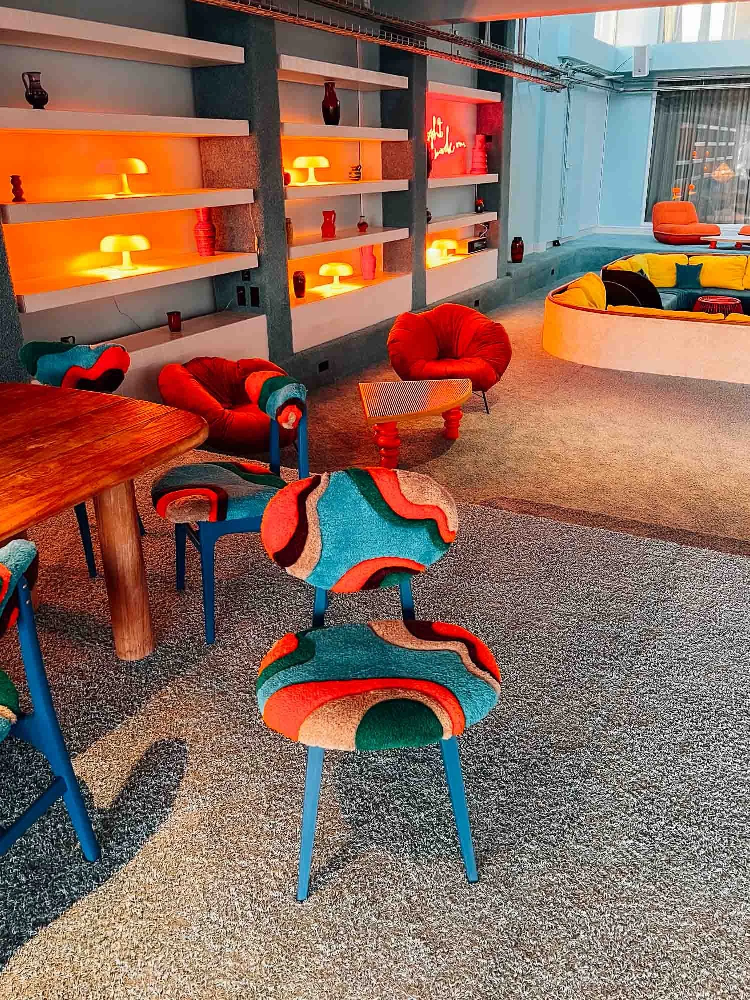 Bikini Island and Mountain Hotel Es Trenc Mallorca interior colorful boutique hotel Colonia Sant Jordi Mallorca lifestyle hotel design