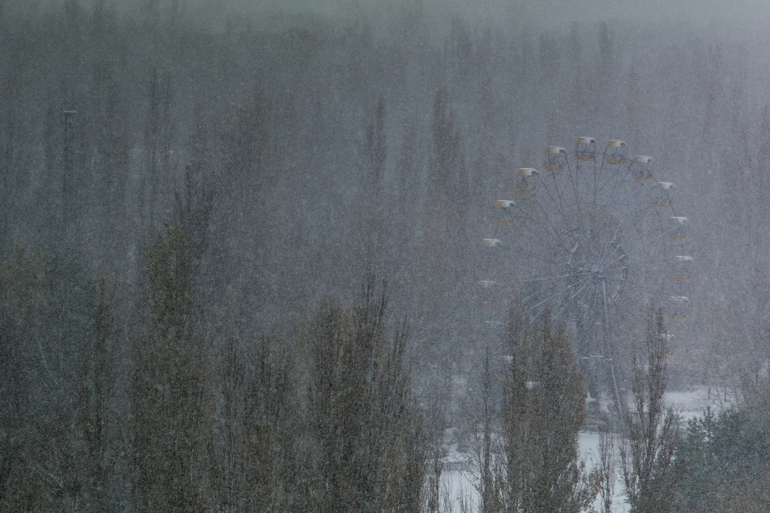 This abandoned Ferris wheel became a symbol of the ghost-town Prypyat. It never operated.