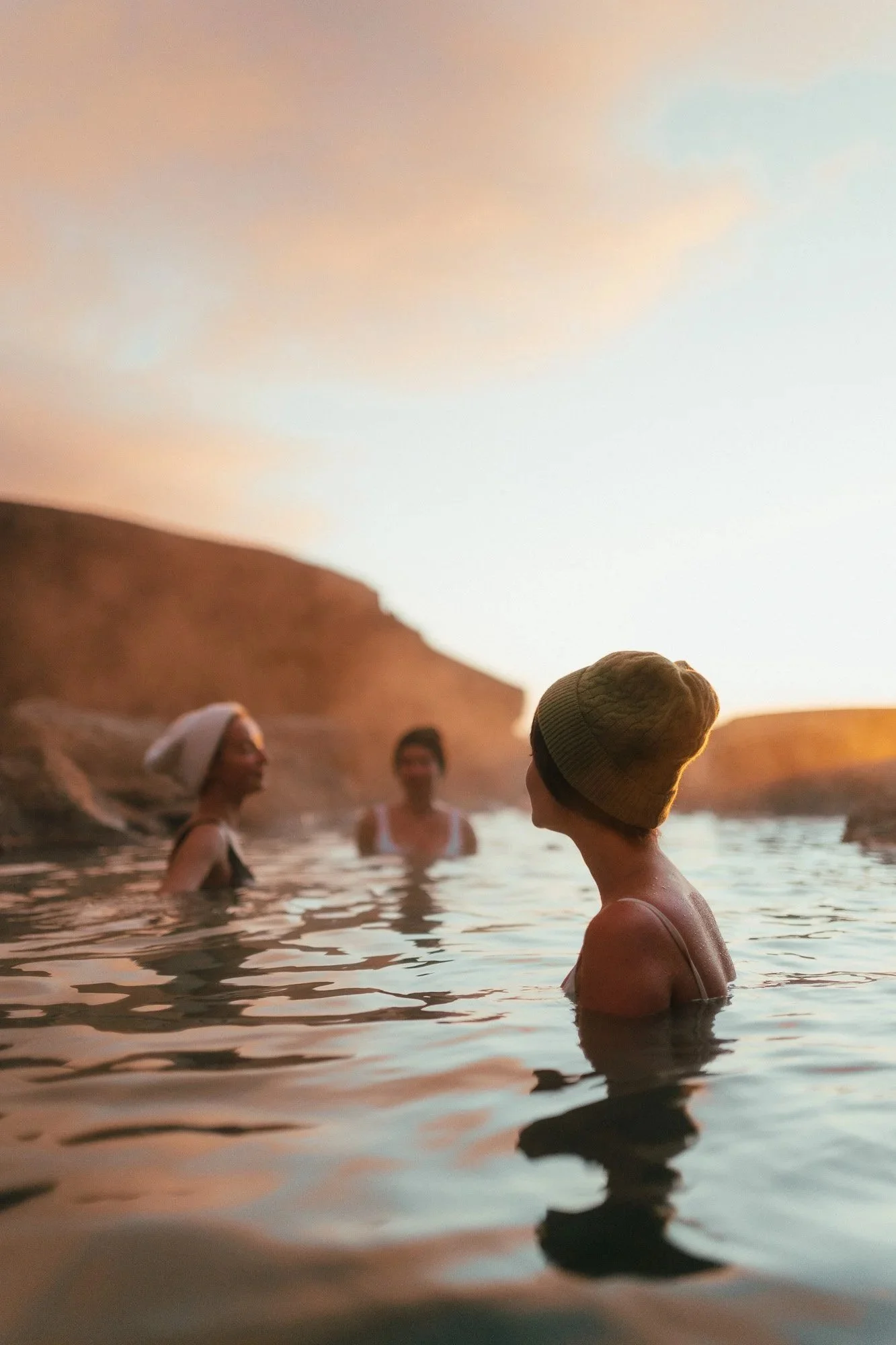 Hot Spring at Highland Base Kerlingarfjoll at sunset