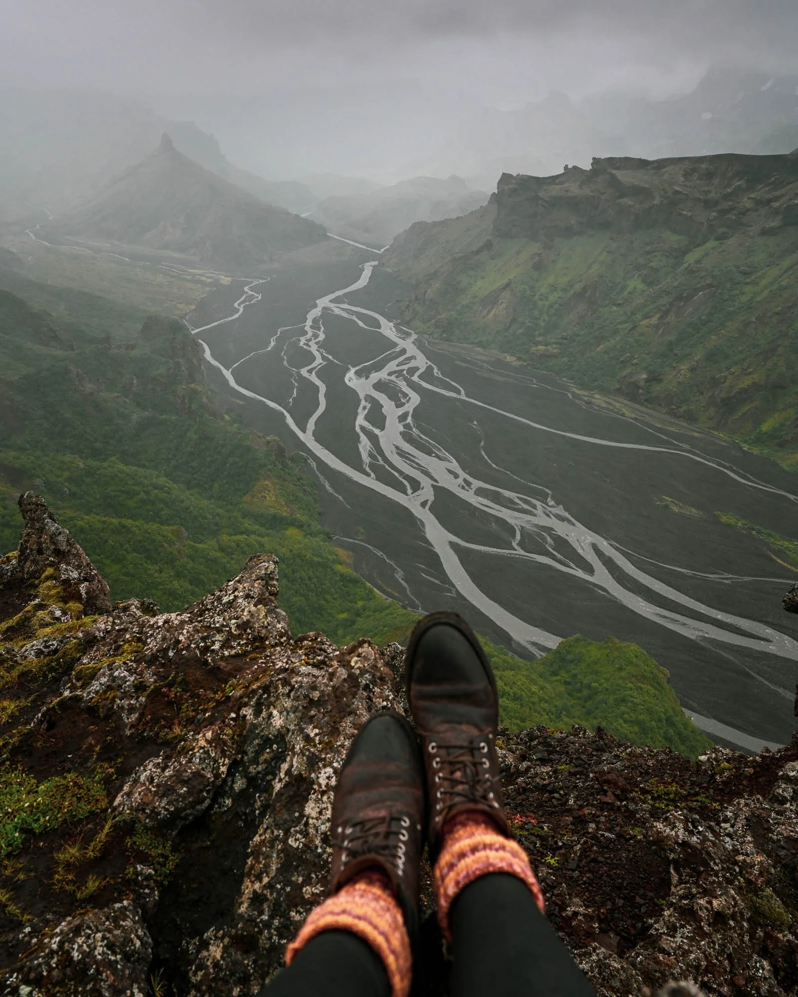 Þórsmörk dramatic landscape with green valleys and rivers South Iceland