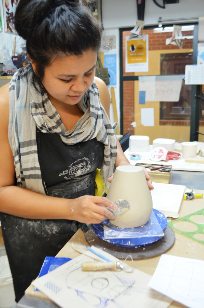 Diane works on the master form for Kalsada’s custom pour-over