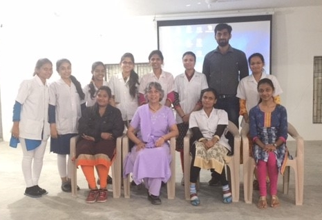 Asha Asher with post graduate students at Baroda.