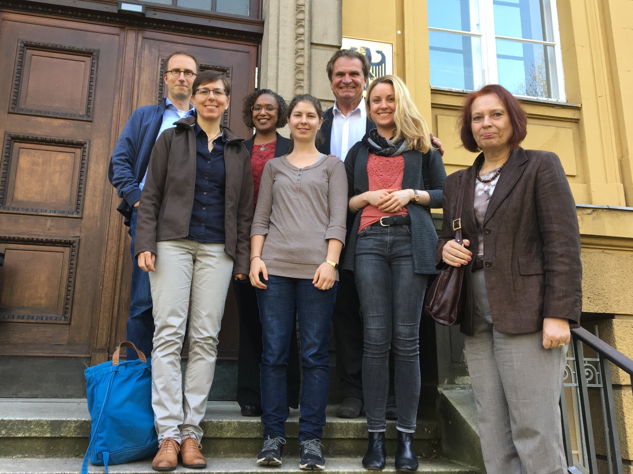 Payne-Sturges (back row, second from left) with staff scientists and managers from the German Environment Agency.