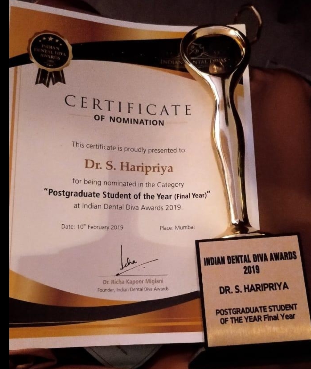Indian Dental Diva Award - Postgraduate 2019
