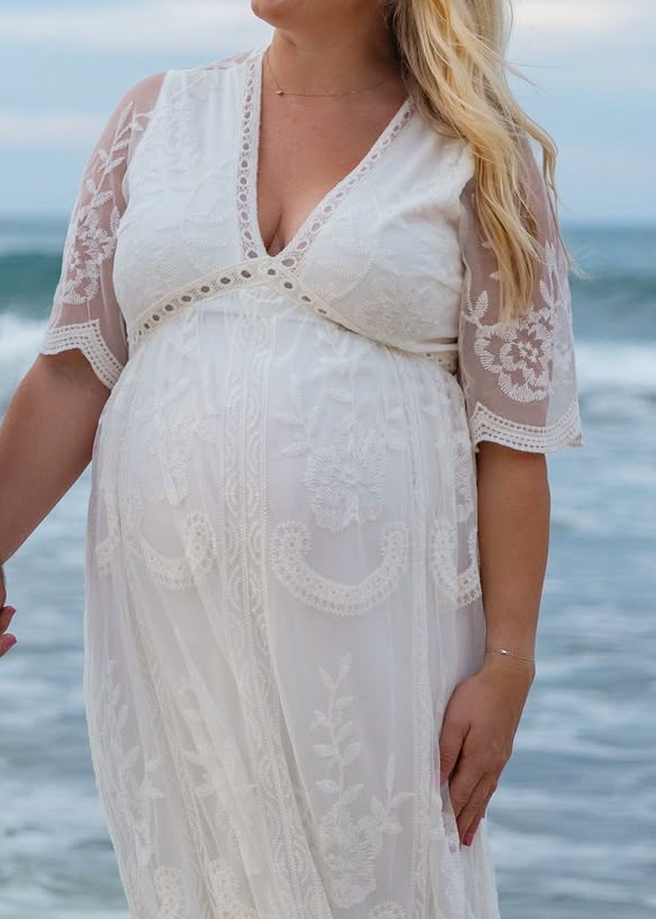 Floor-length, off-white, size medium maternity dress
