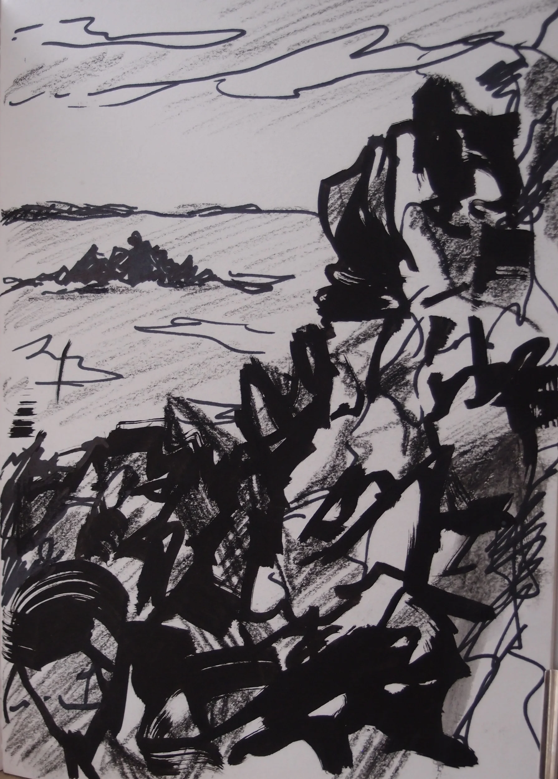 Rochers bretons. Encre de chine
