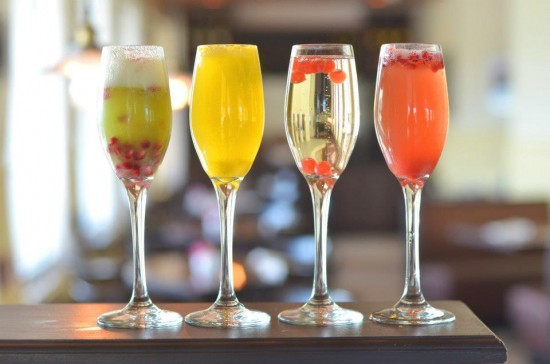 Colorful Mimosas to go with your breakfast or brunch!