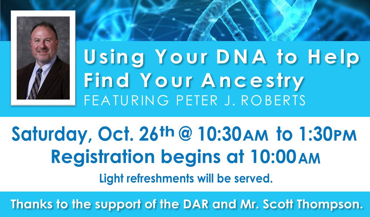 Gain an understanding of how to use different types of DNA to find family connections. Learn how DNA can confirm or refute family legends of ancestry and ethnic origins. Fundamental genetic genealogy concepts are presented, including benefits/limitations and how to automatically associate your DNA results with your ancestry. Registration and light refreshments will be available starting at 10am.
