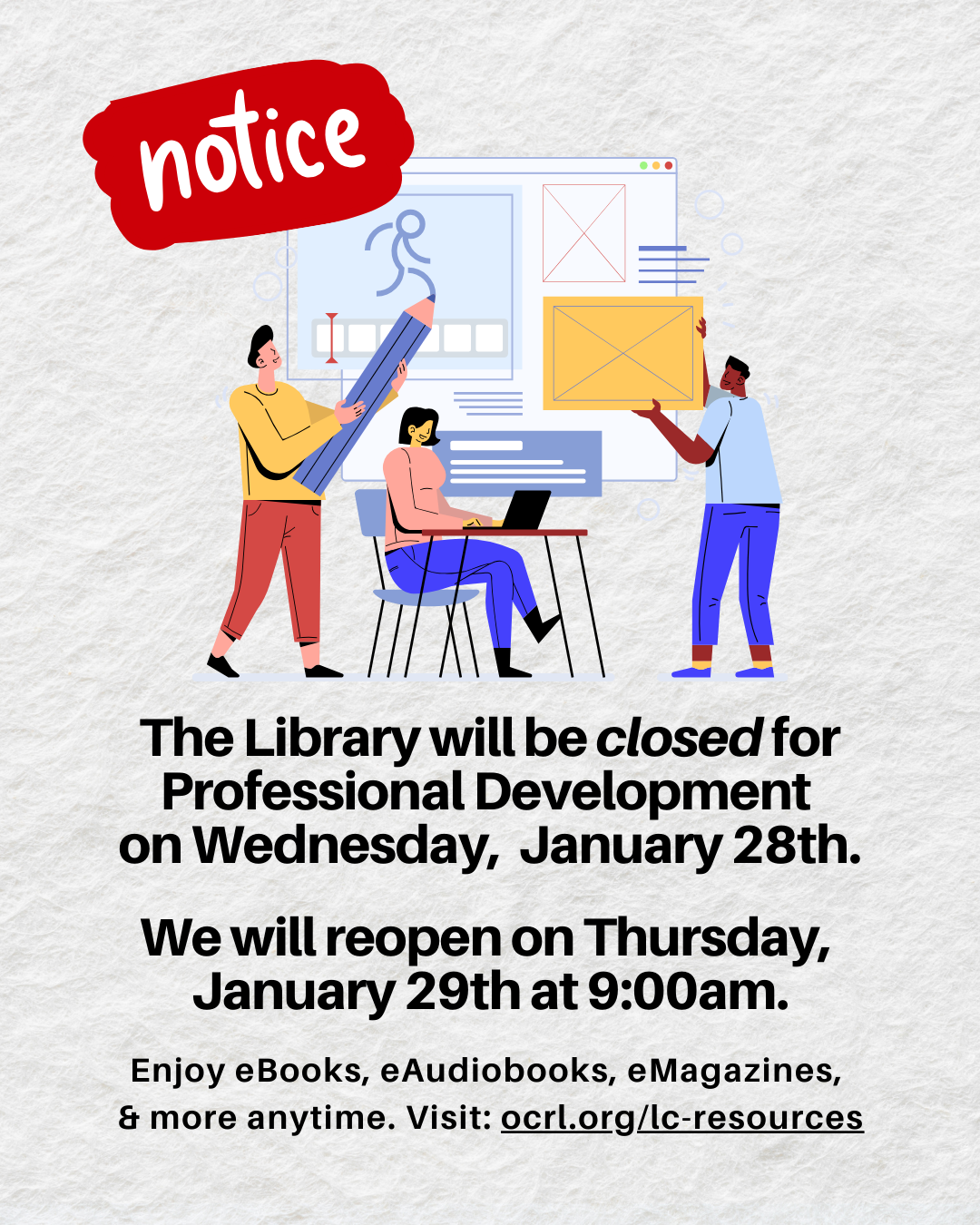 Library closed for Professional Development Day