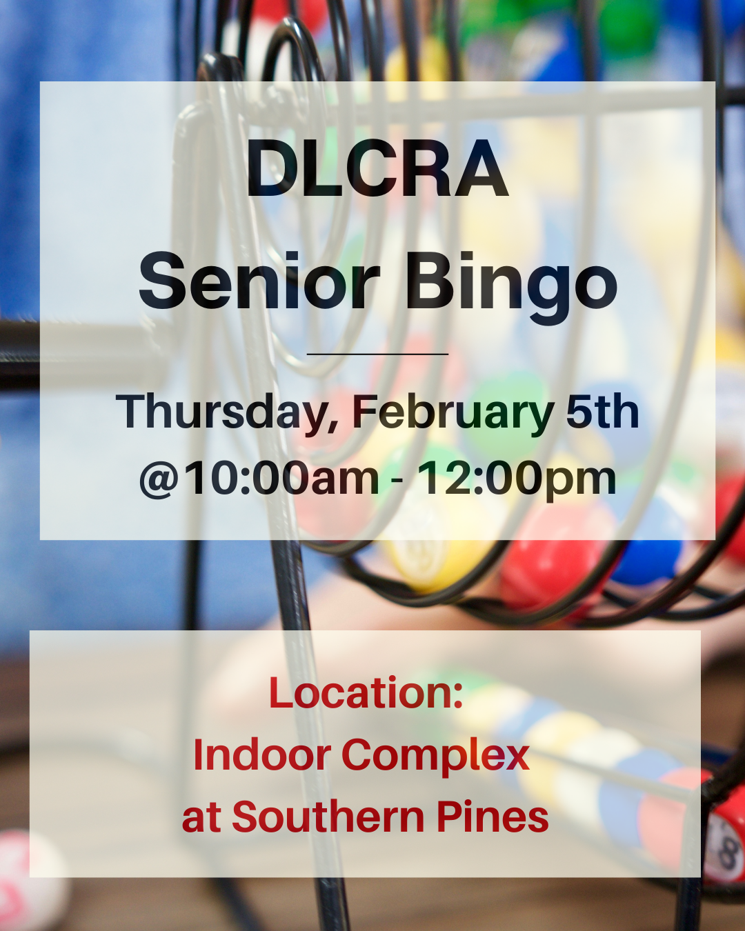 DLCRA Senior Bingo at Southern Pines 