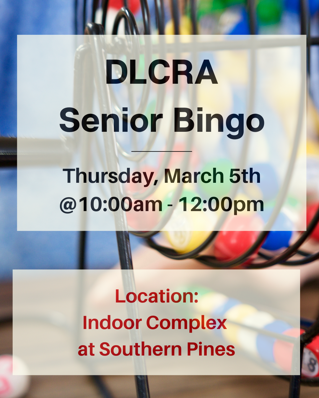 DLCRA Senior Bingo at Southern Pines