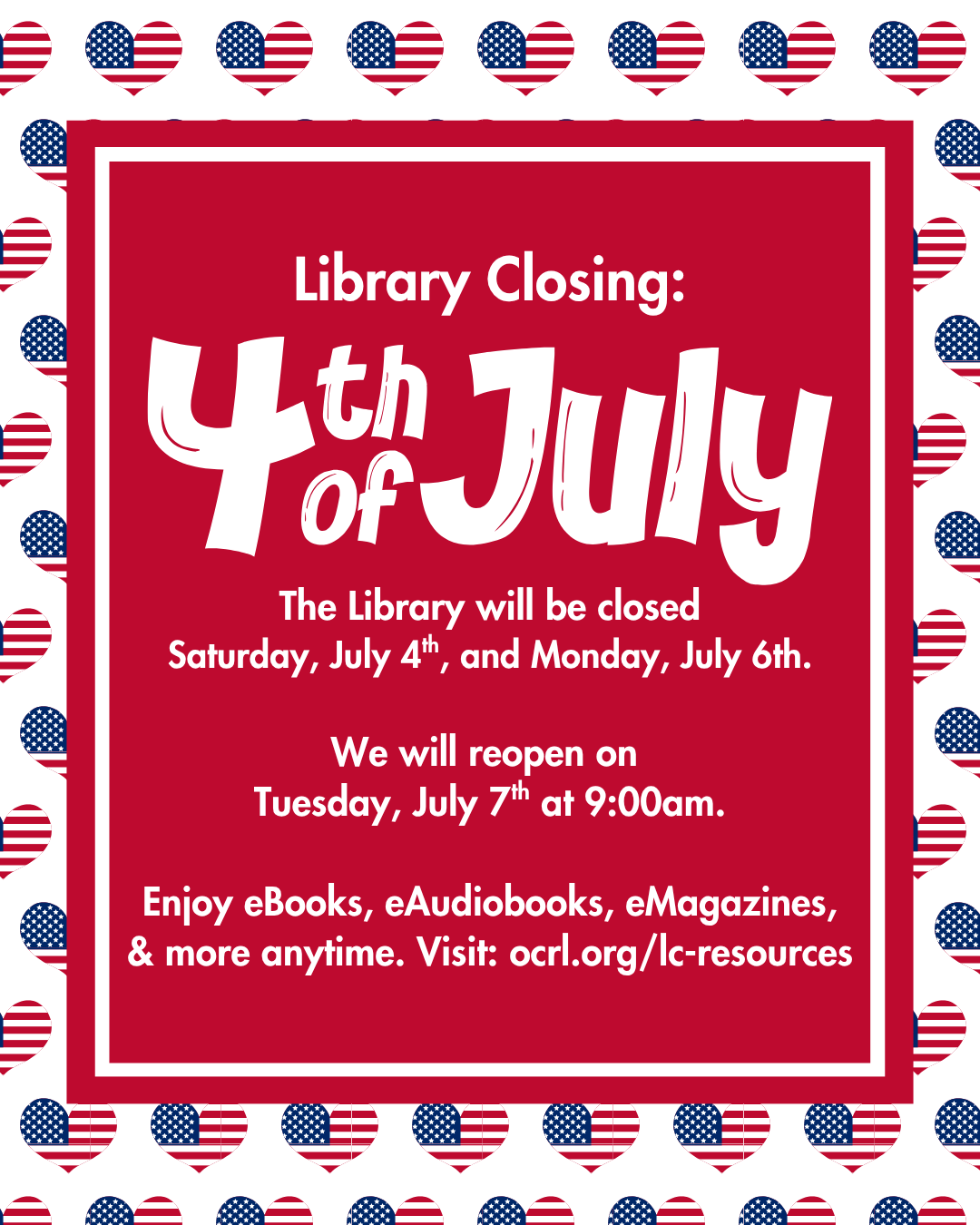 Library closed for Independence Day