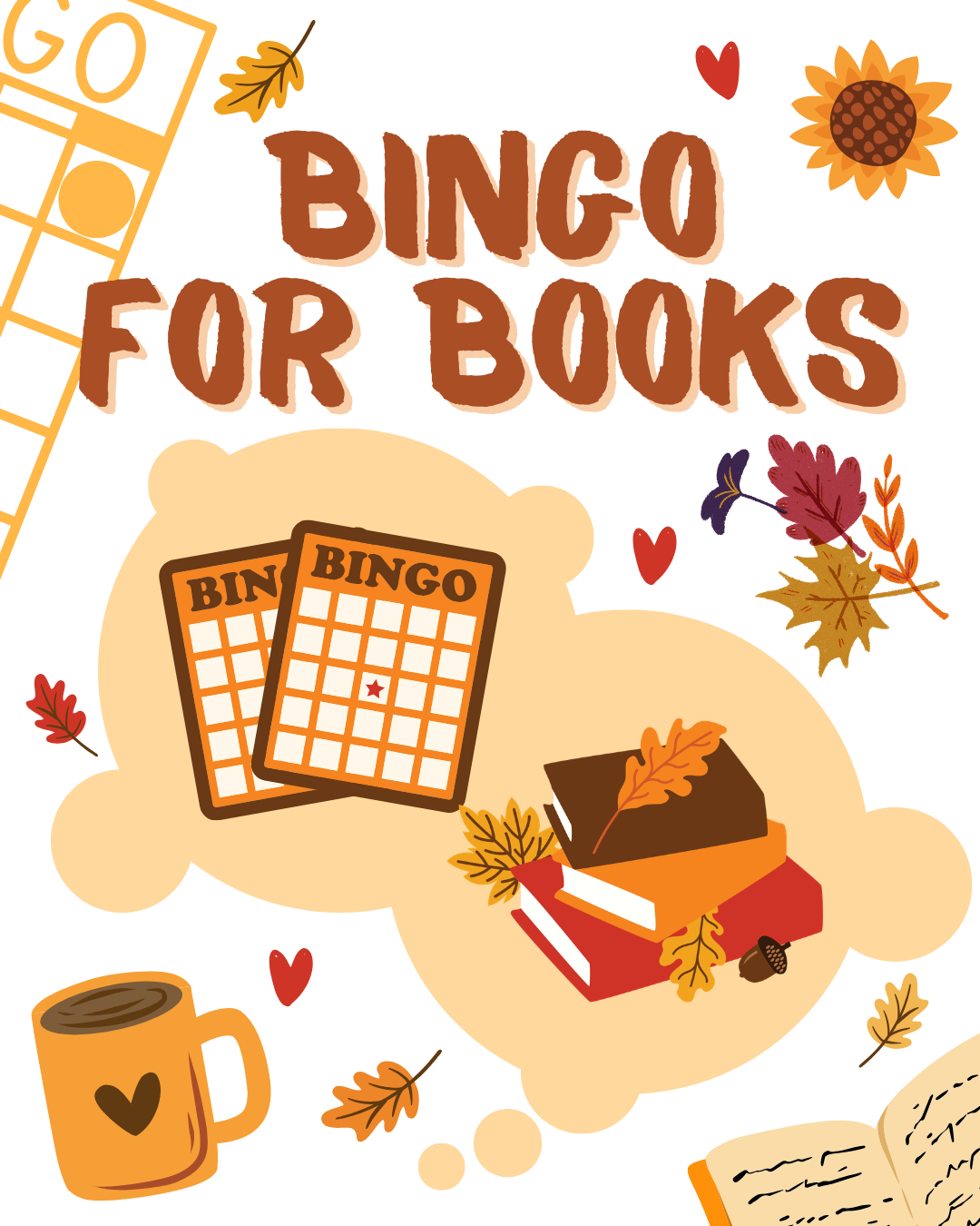 Bingo for Books graphic with a bingo sheet and books.
