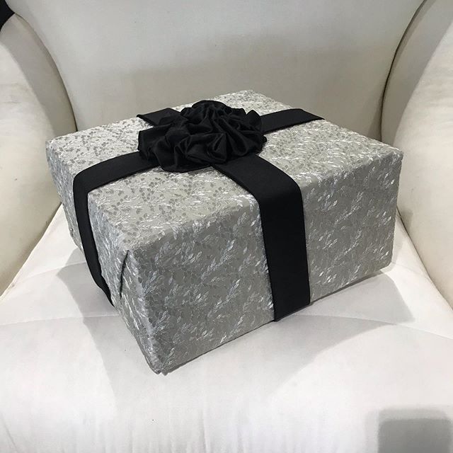 When an upholsterer has to wrap something for a very special person, we turn to fabric as it&rsquo;s what we know! #bespokegiftwrapping #giftwrapping #customfurnituremaker #customdrapery #bespokecurtains #bespokefurniture