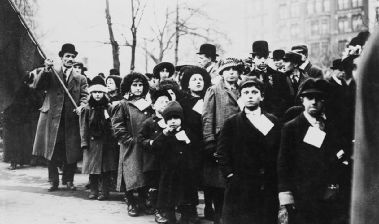 Children in line for the train going to New York City. Photo: History.com