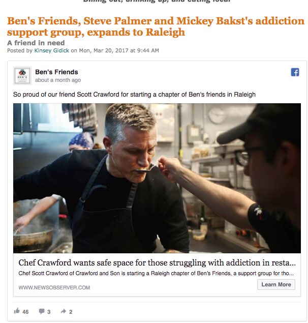Ben's Friends, Steve Palmer and Mickey Bakst's addiction support group, expands to Raleigh