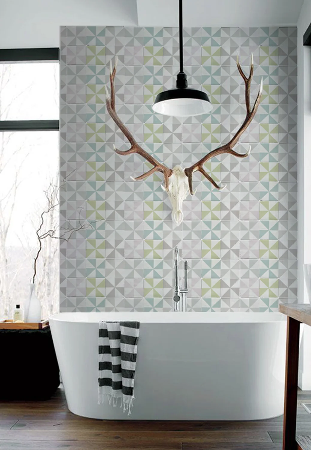Mix of full colour pallet | Soft tonal beauty of Scandinavian interiors, Delicate hues of colour, simple geometric patterns, handmade tiles