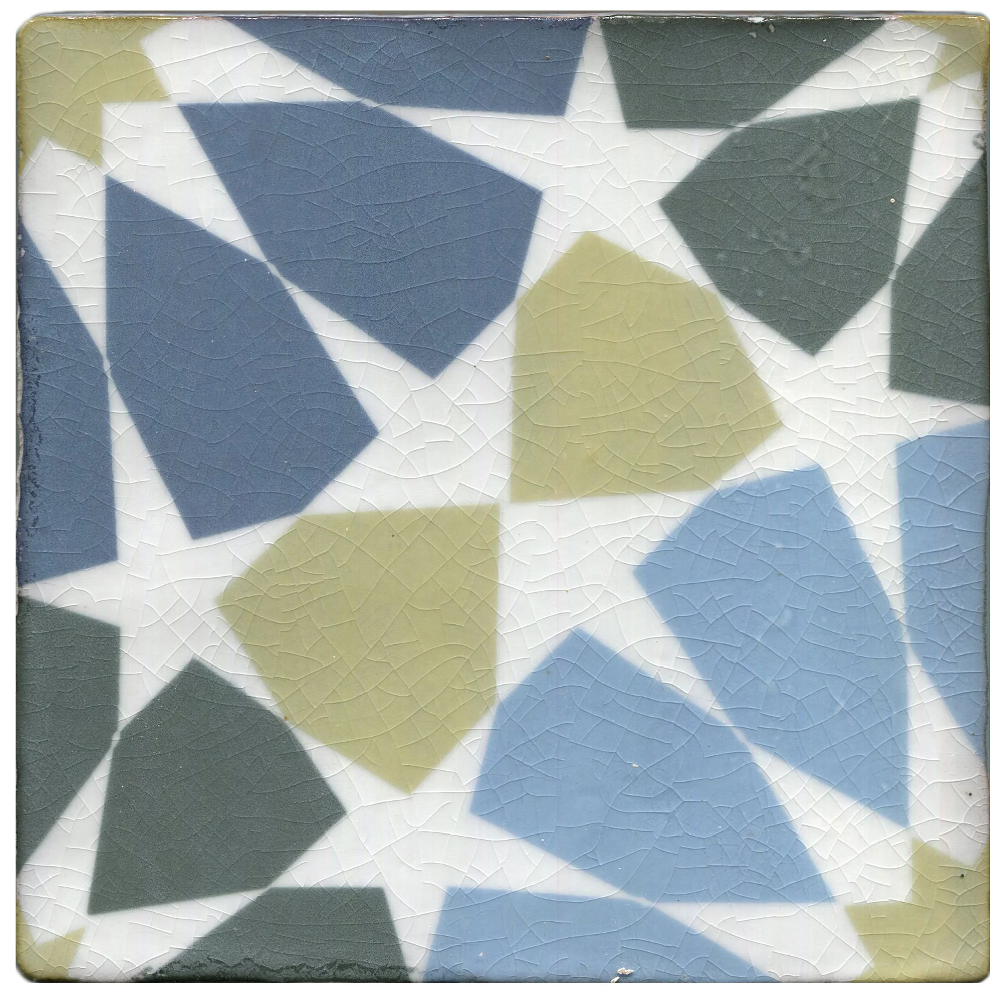 blue/yellow/grey | Crackle glaze