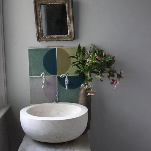 Half Moon | Mixed colour pallet | Art Deco design style and influence, Handmade Tiles, Designed by 3cubed