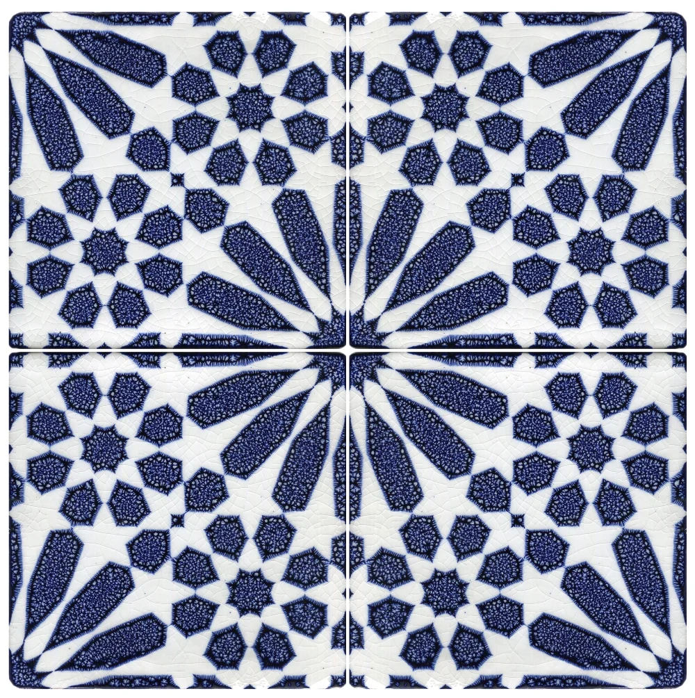 Moroccan style/Cobalt blue/Handmade tiles/fractal blue