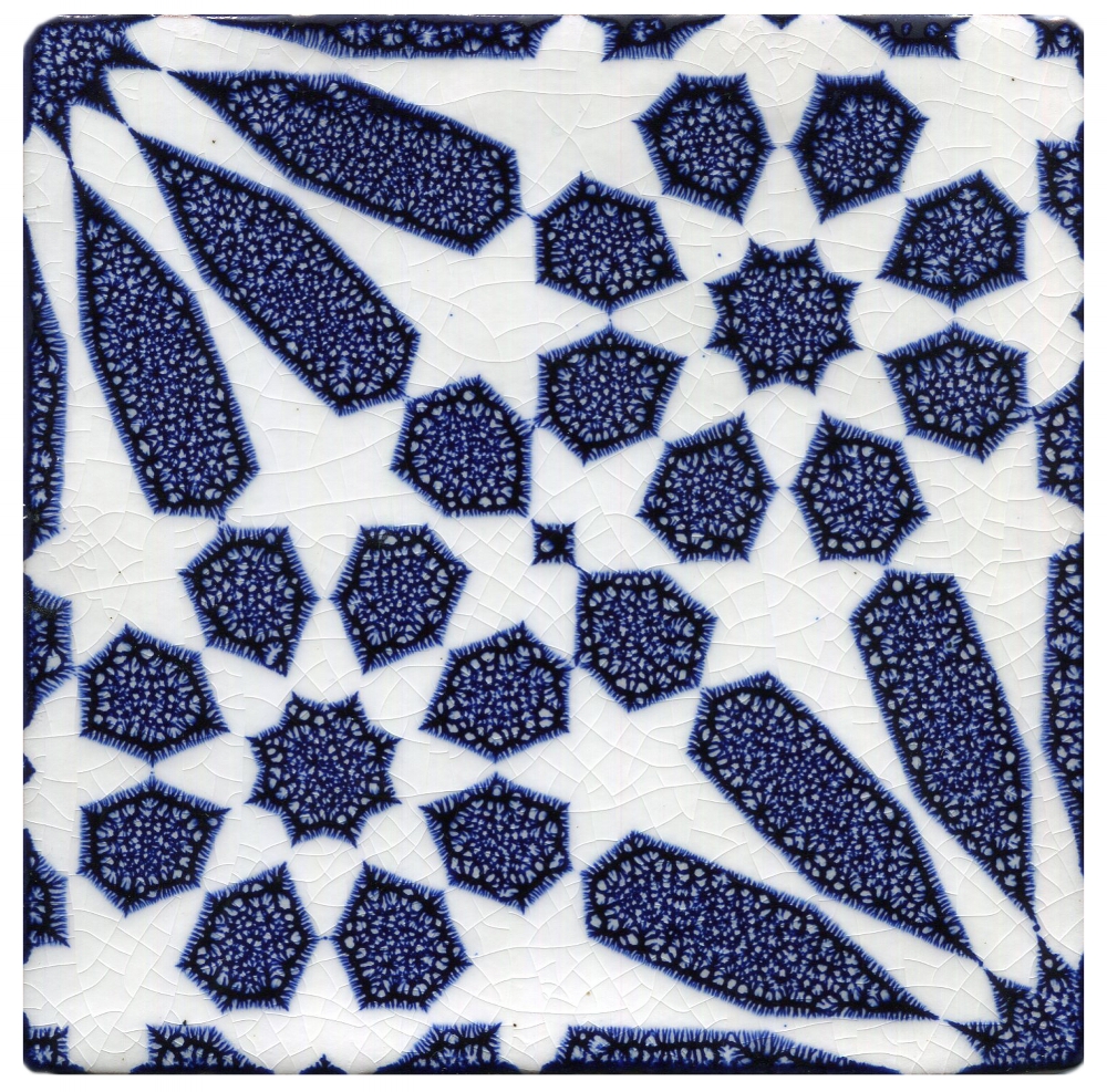 Moroccan style/Cobalt blue/Handmade tiles/ Blue and white/fractal blue