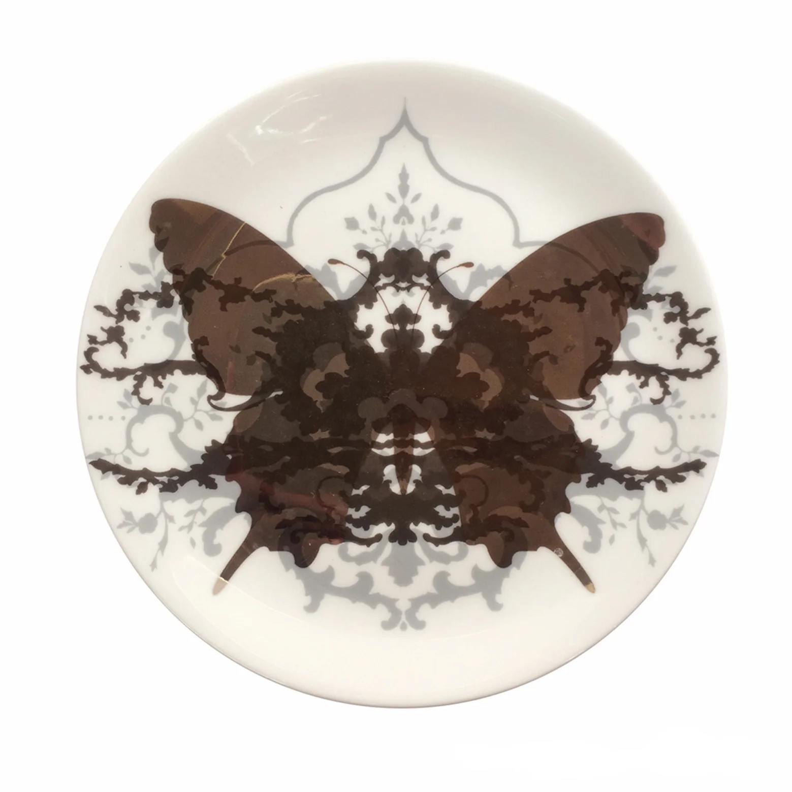 Black | Large Butterfly | | butterfly Damask/By Rosie Simmons/Bone China