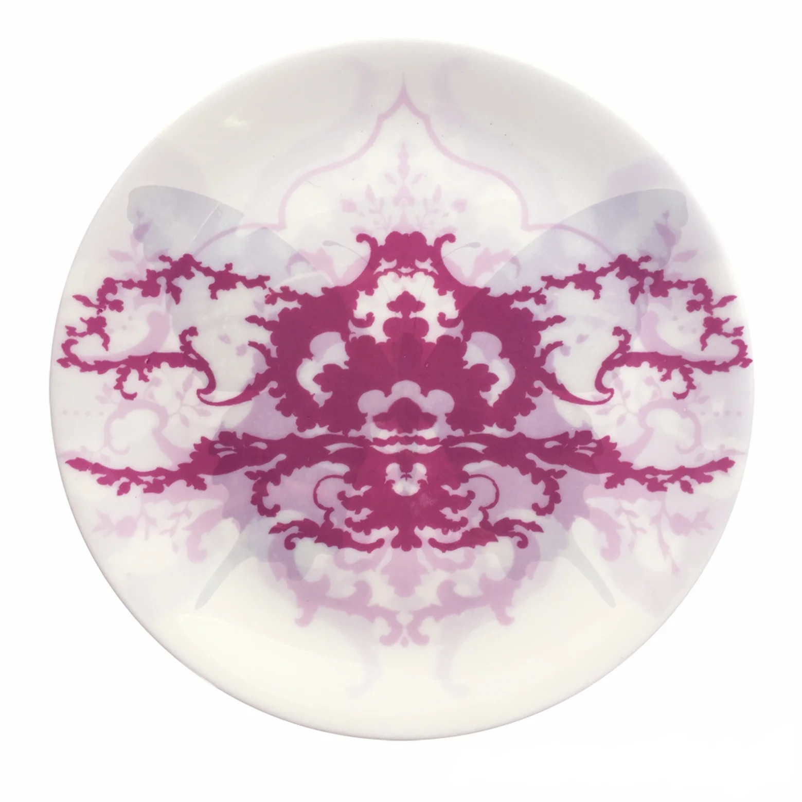 Pink Pearl Luster | Large Butterfly | Butterfly Damask/By Rosie Simmons/Bone China