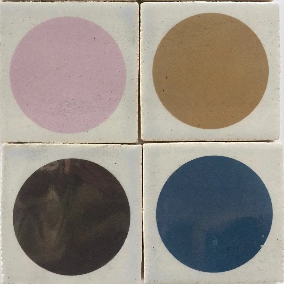 Luna, lustre on pale blue handmade tiles