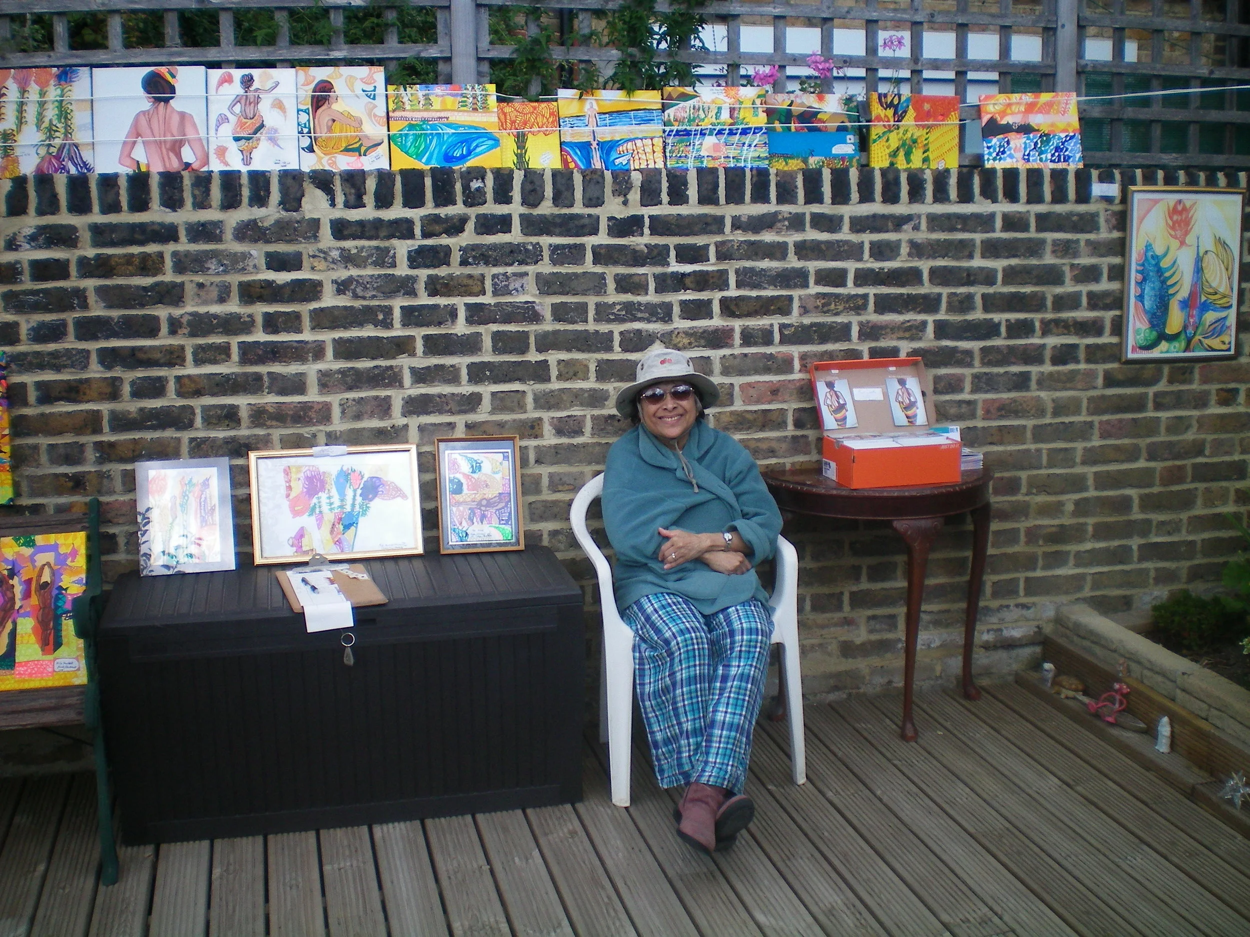 The Artist with her work