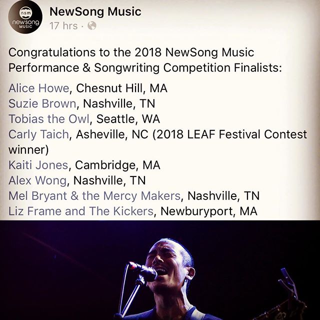 Hey this was a cool thing to wake up to this AM! Thanks @newsongmusic for selecting me as part of your 2018 competition! Huge congrats to all the finalists and nice to see #nashville repping hard🖤