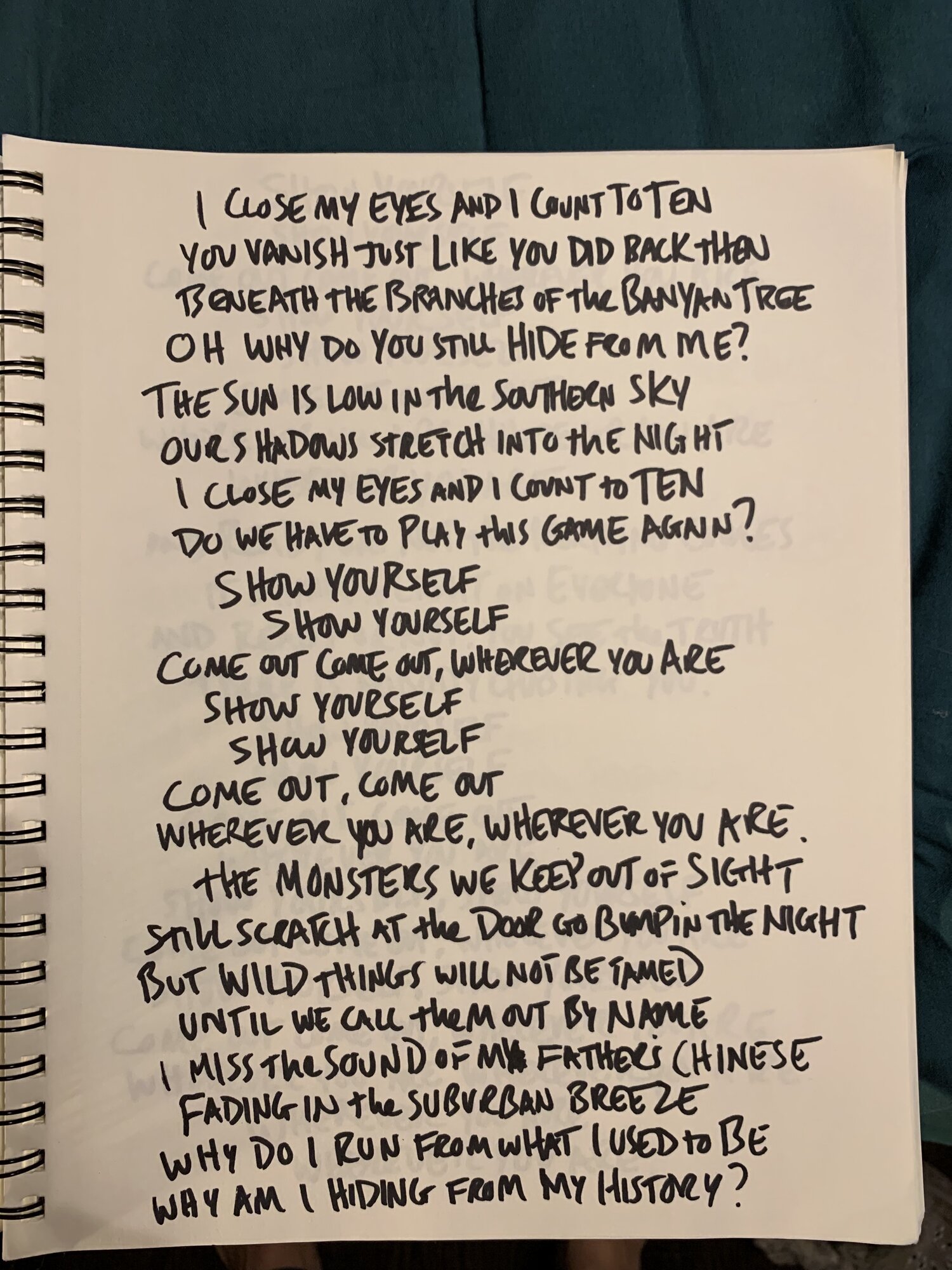 Handwritten Lyrics — Alex Wong