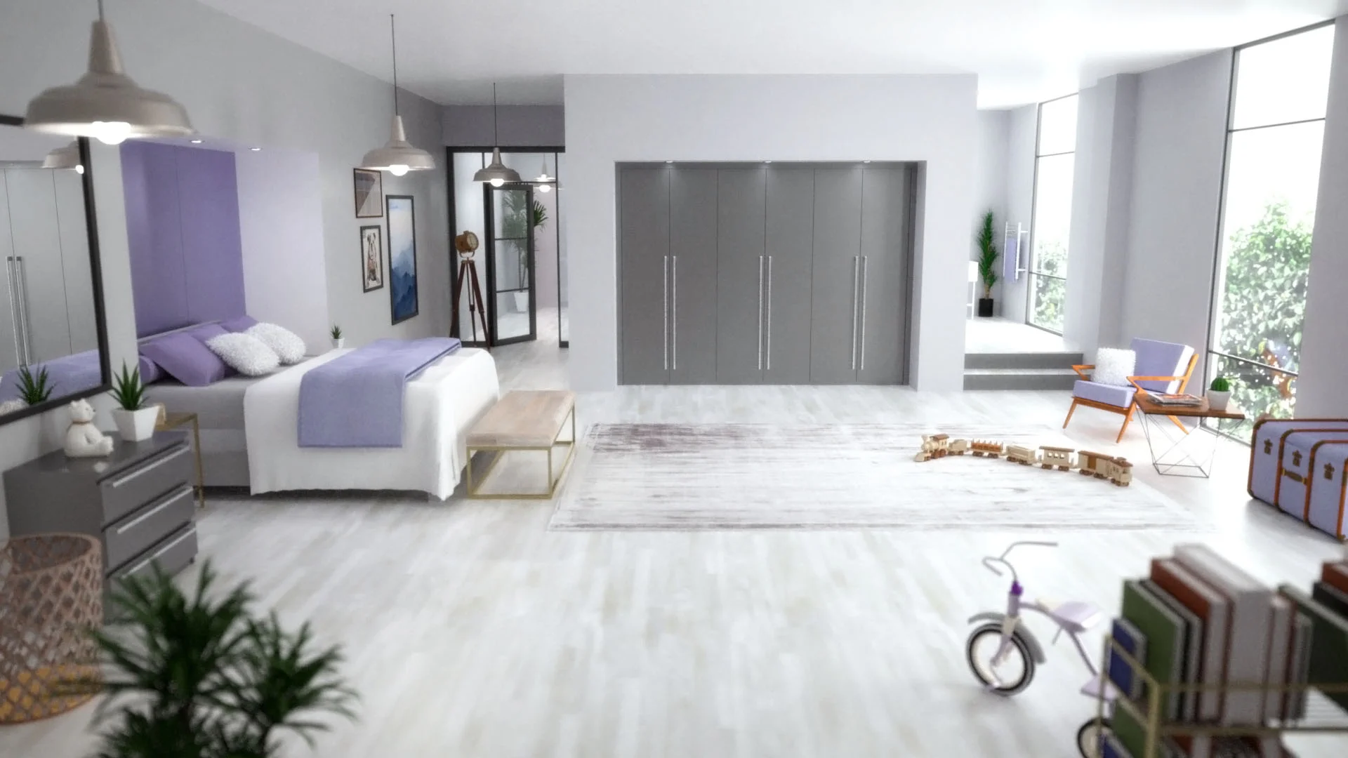 Luxury bedroom modeled in Sketchup and rendered with Indigo.
