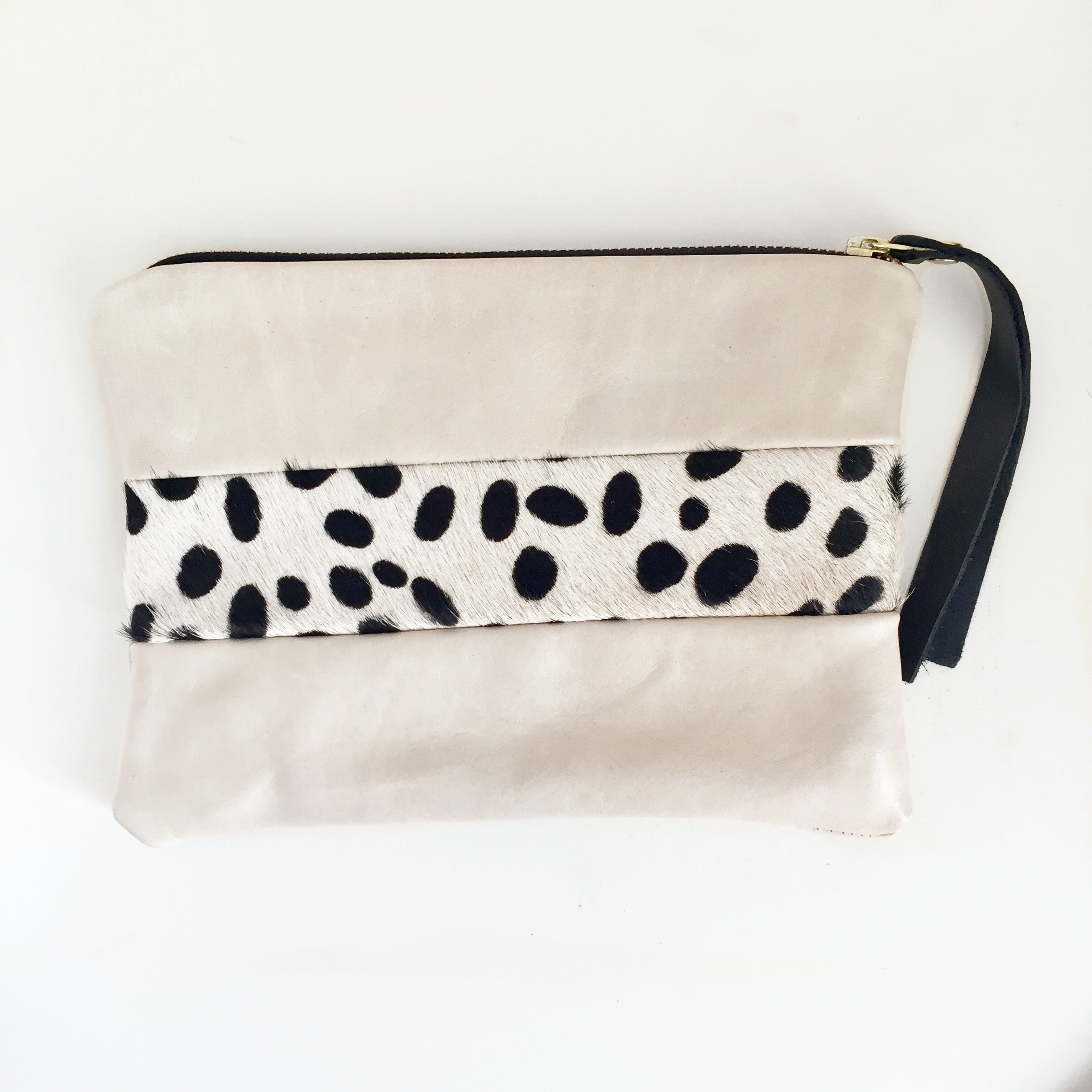 Ivory + Spotted Calf Hair Clutch