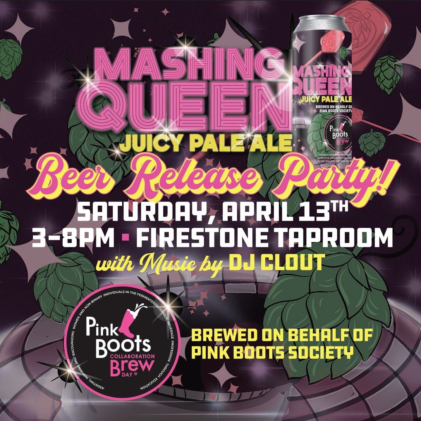 On tap and in cans Saturday: MASHING QUEEN Pale Ale!⁠
⁠
The #newmexico chapter of #pinkbootssociety presents our 9th Annual #collaBEERation beer, Mashing Queen, brewed on International Women&rsquo;s Day at and by Boxing Brewing Company. ⁠
Slightly sw