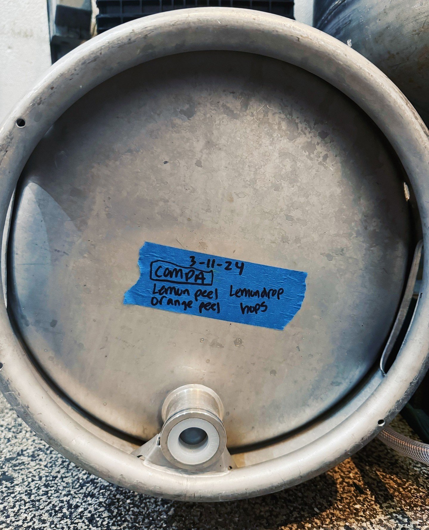 Friday's Old &amp; Peculiar cask....⁠
COMPA Blue Corn Lager cask-conditioned with lemon peel, orange peel, and lemondrop hops. 😋⁠
⁠
Tapping around 11:30 a.m. Ask your server for a taste. And as always.....⁠
once it's tapped we drink it all! Avail Fr