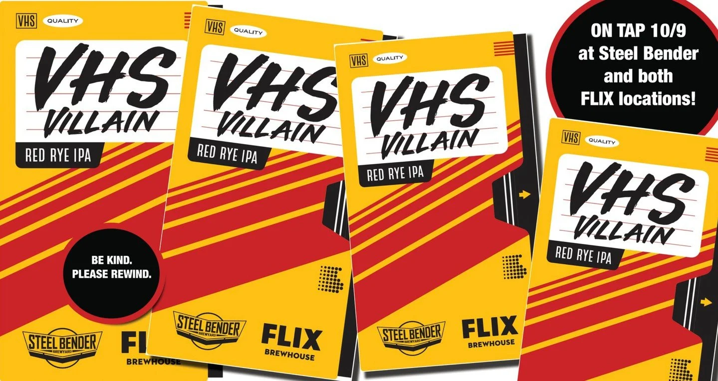 𝐁𝐄 𝐊𝐈𝐍𝐃. 𝐏𝐋𝐄𝐀𝐒𝐄 𝐑𝐄𝐖𝐈𝐍𝐃.⁠
On tap THURSDAY: VHS Villain Red Rye IPA⁠
⁠
This year's October #collaBEERation with our friends at FLIX was brewed with biscuit rye for a classic rye spice and is rounded out with a toasted bread malt finis