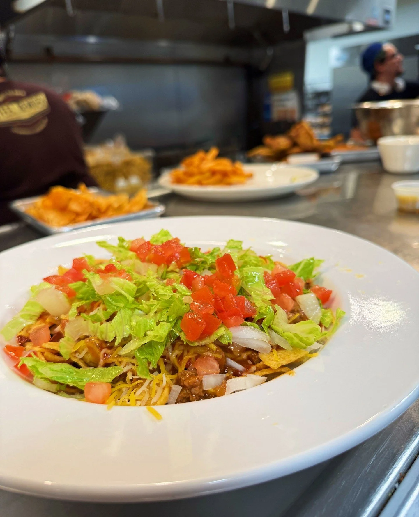 Brewyard Frito Pie!⁠
Available during Monday Night Watch Parties during the regular #NFL season.⁠
⁠
Plus...⁠
&bull; Wagyu Pigs in a Blanket made with M'tucci's Wagyu Beef &amp; Sackett Farms Pork @mtuccis_restaurants 
&bull; Buffalo Blitz Chicken San