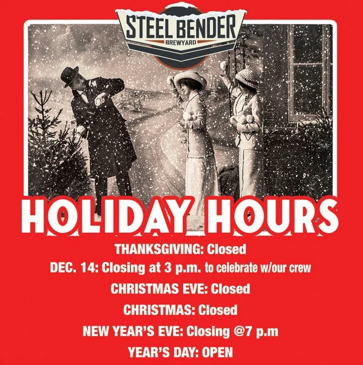 Holiday season is here! Note our taproom hours. ⁠
⁠
&bull; THANKSGIVING: Closed ⁠
&bull; DEC. 14: Closing at 3 p.m. to celebrate with our crew. ⁠
&bull; CHRISTMAS EVE: Closed⁠
&bull; CHRISTMAS: Closed⁠
&bull; NEW YEAR&rsquo;S EVE: Closing at 7 p.m.⁠
