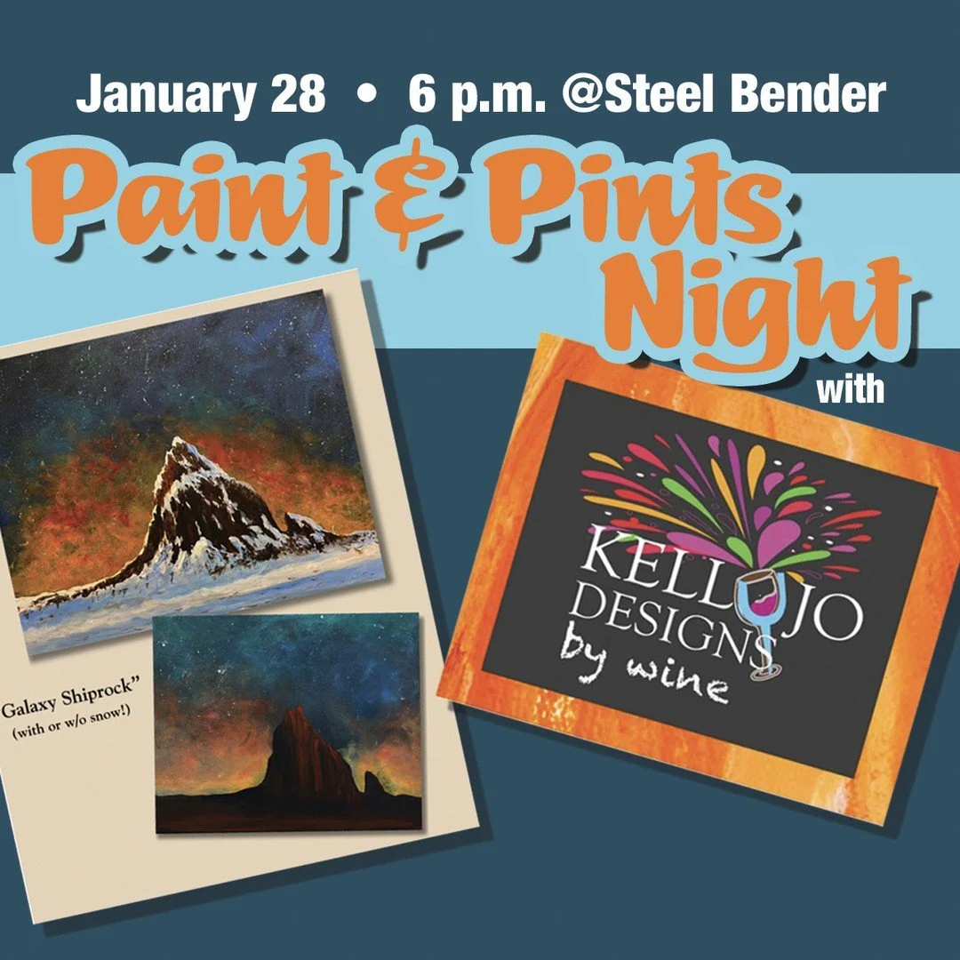🎨🍻 𝗠𝗮𝗸𝗲𝘀 𝗮 𝗴𝗿𝗲𝗮𝘁 𝗵𝗼𝗹𝗶𝗱𝗮𝘆 𝗴𝗶𝗳𝘁! 🎨🍻⁠
⁠
Join us for a fun &amp; creative evening at Steel Bender with village neighbors, Kelly Jo Designs by Wine!⁠
⁠
One of DESIGN by WINE&rsquo;s experienced instructors will show you the joy o
