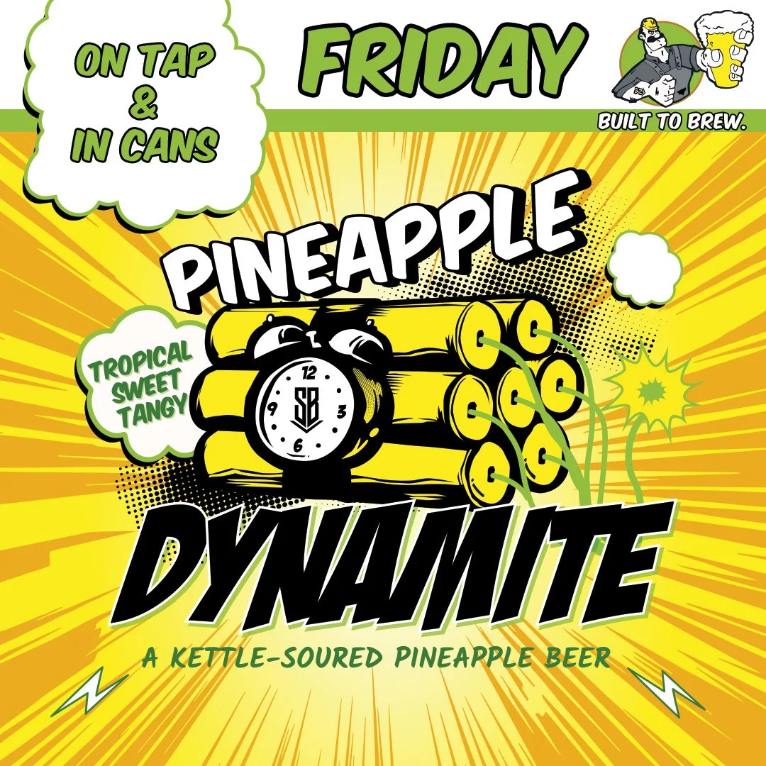 A tropical 💥explosion💥 to ward off Old Man Winter!⁠
⁠
Just like all of our popular DYNAMITE Pastry Sours, we start with a wheat-heavy grain bill, which is run off and kettle soured before boiling with lactose. ⁠
⁠
Pure pineapple puree is added to t