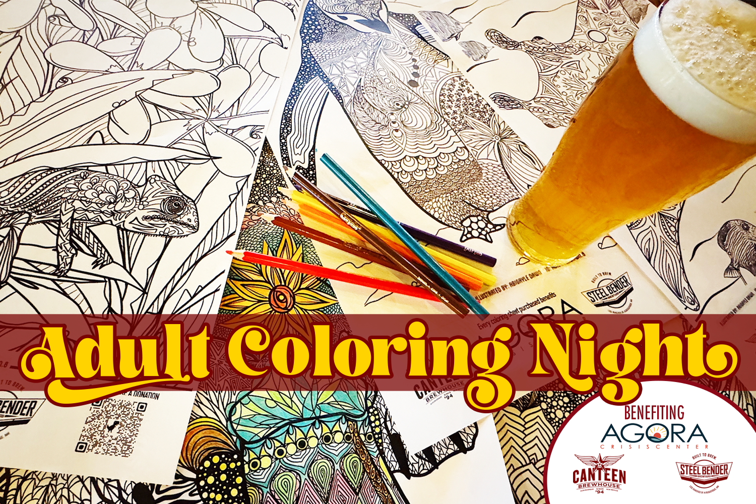 Adult Coloring Night benefiting AGORA Crisis Center 